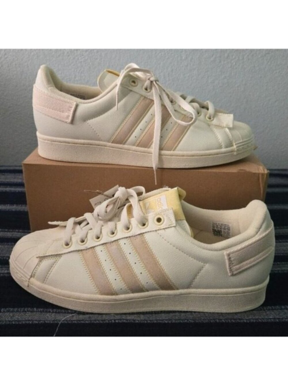 Adidas Shelltoe Boost Men 11 Superstar Parley Cream Off White 0926 - Picture 2 of 11